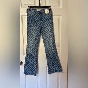 Abercrombie & Fitch Kids High Rise Heart Pattern Flare Jeans Sz 11/12 TG NWT